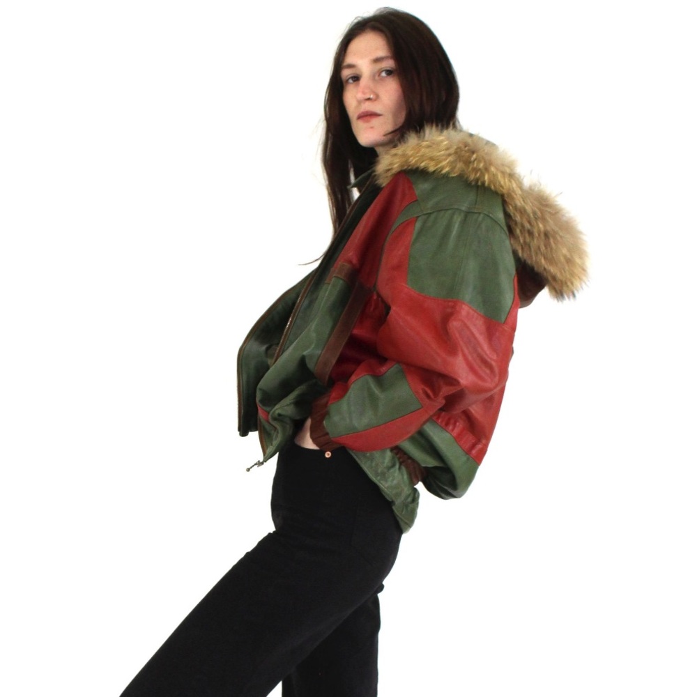 Vintage Patchwork Leather Parka Jacket - image 1